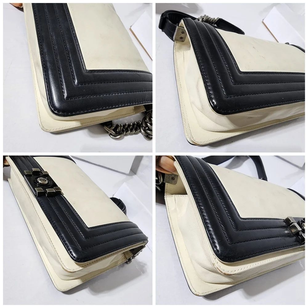 Chanel Medium Clasp Boy Bag Cream/Black - Picture 14 of 16